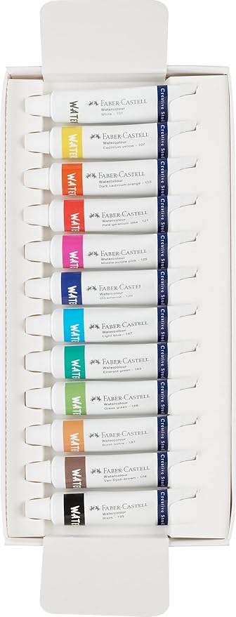 FABER - CASTELL WATER COLORS SET OF 12 X 9ML TUBES IN A CARDBOARD PACK - Marah Kids