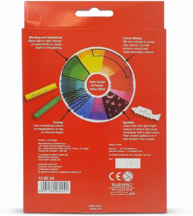 FABER - CASTELL OIL PASTELS 24COLOR 60MM ROUND - Marah Kids