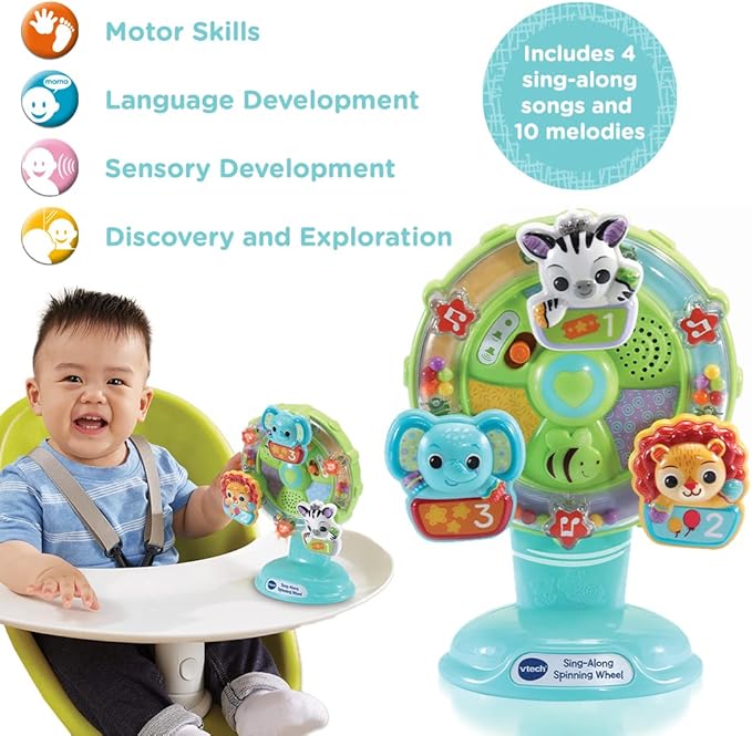 Vtech - Sing - A - Long Spinning wheel - Multicolour | Features 10 happy melodies, 4 sing - along songs and lots of spinning!| Suitbale ages 6m + up - Marah Kids