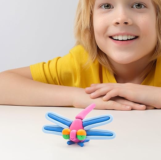 HEY CLAY - DIY Bugs: Snail, Dragonfly, Ladybird Plastic Creative Modelling Air - Dry Clay For Kids 6 Cans - Marah Kids