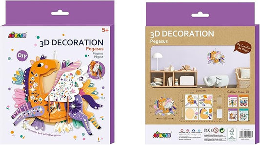 Avenir 3D Decoration - Pegasus Kit | Turn Your Wall into a Zoo! Create 3D Decorations with Pre - Cut Cardboard Puzzle Pieces | Thoughtful and Creative Gift Option for Kids 3+ - Marah Kids