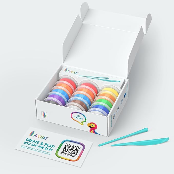 HEY CLAY - Birds Set - Colourful Modeling Kids - Air Dry Clay Kit 15 cans and Sculpting Tools with Fun Interactive Instructions App, Multicoloured - Marah Kids