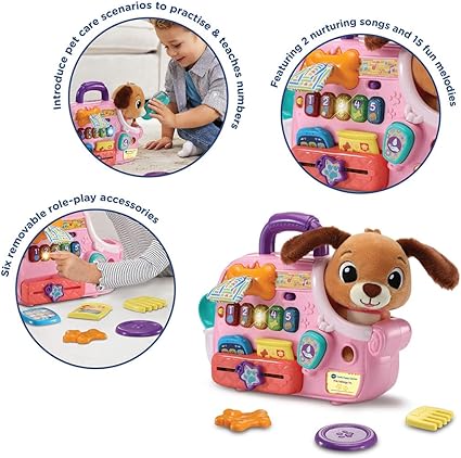 Vtech Baby Cutie Puppy Carrier – Interactive Role - Play Toy with 6 Accessories, Light - Up Buttons, Music & Phrases | for Babies 9–24 Months+ - Marah Kids