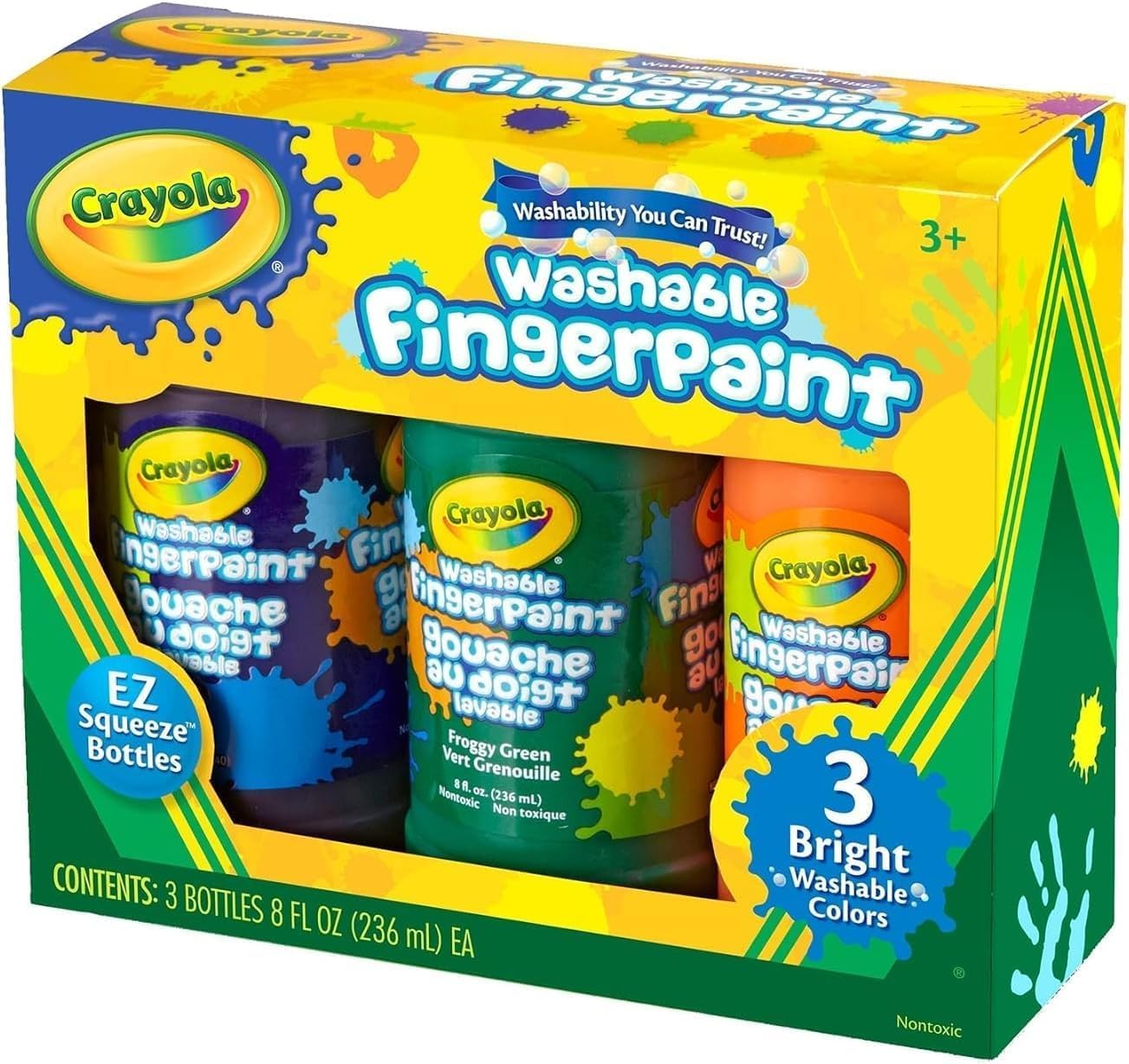Crayola 3 ct. 8 - oz. Washable Fingerpaint, Bright Colors - Marah Kids