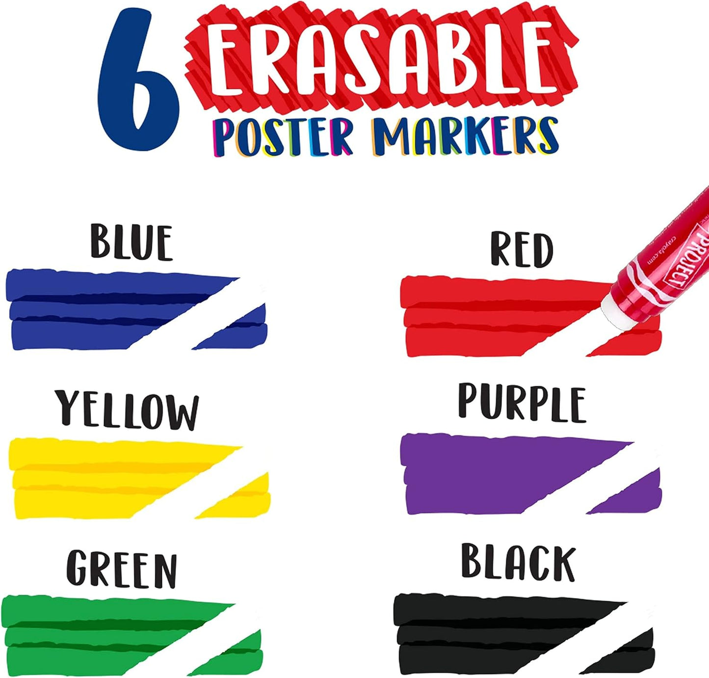 Crayola Project 6 ct. Erasable Poster Markers - Marah Kids