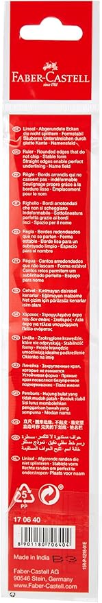 FABER - CASTELL CLEAR SLIM PLASTIC RULER 15CM - Marah Kids