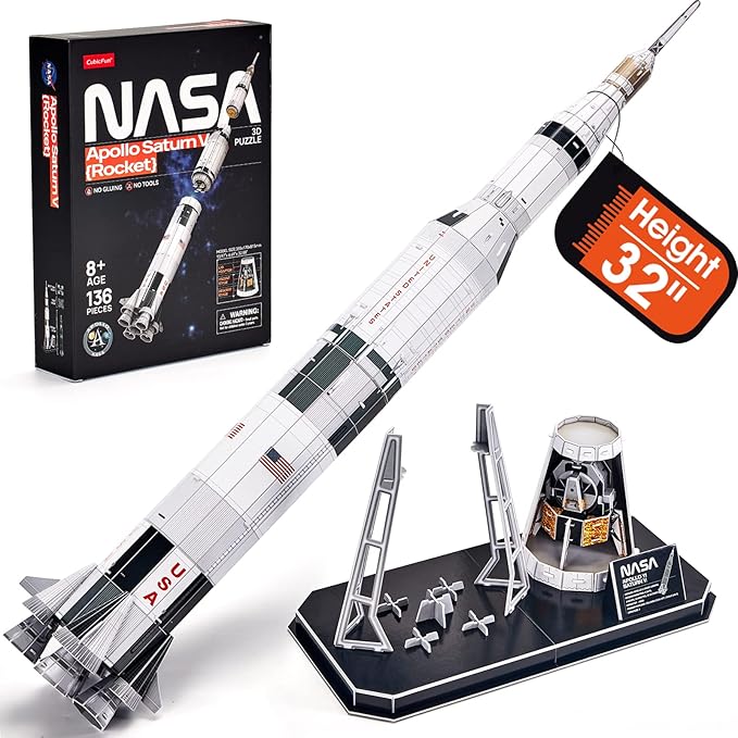 CUBIC FUN 3D PUZZLE NASA APOLLO SATURN V 136PCS - Marah Kids