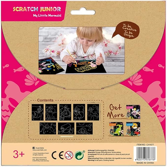 Avenir - Scratch - Little Mermaid Multicolour | Scratch the paper sheets to create colorful designs | Ages 3+ - Marah Kids