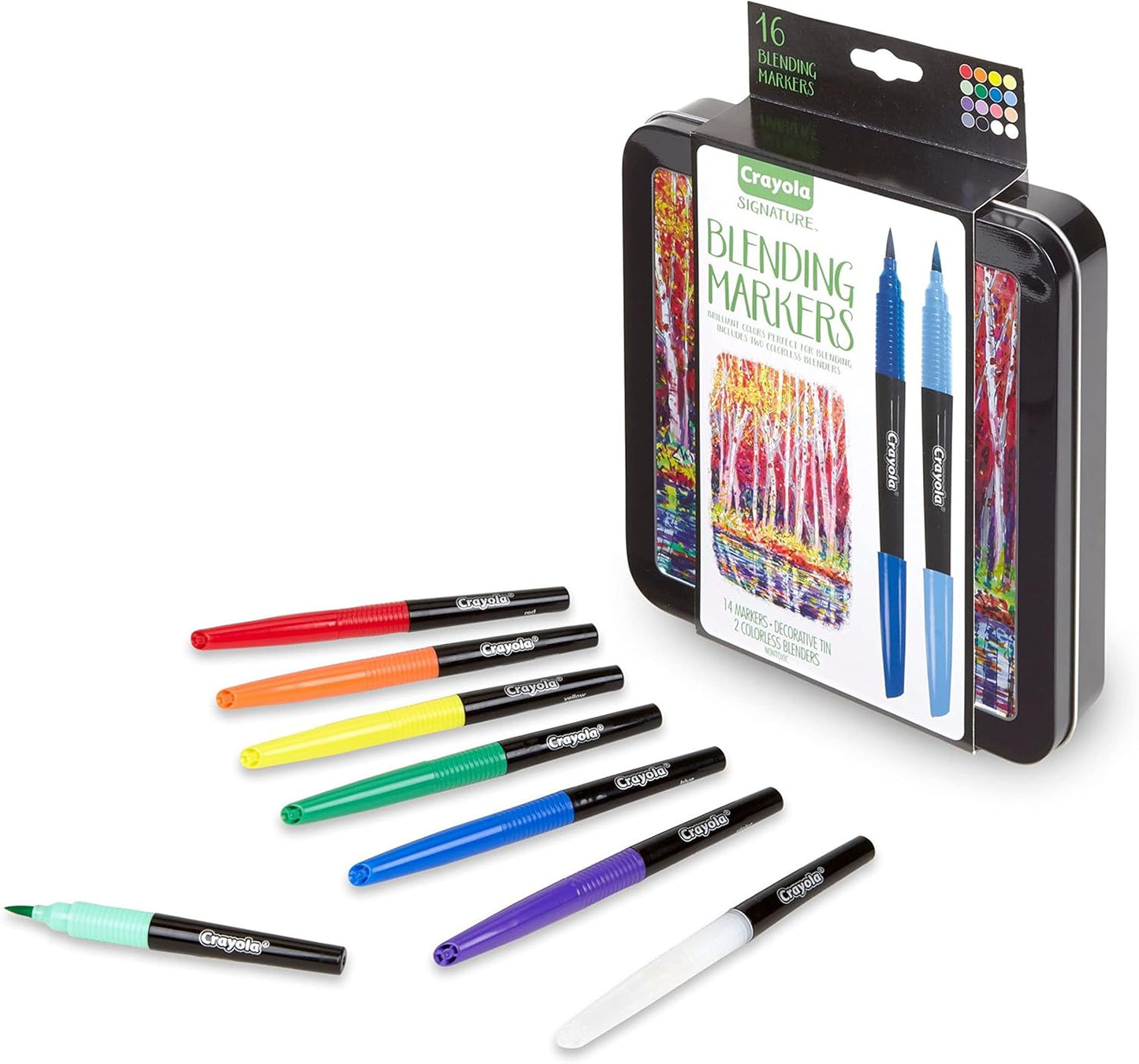 Crayola Signature Blending Markers with Tin, 16 Count - Marah Kids