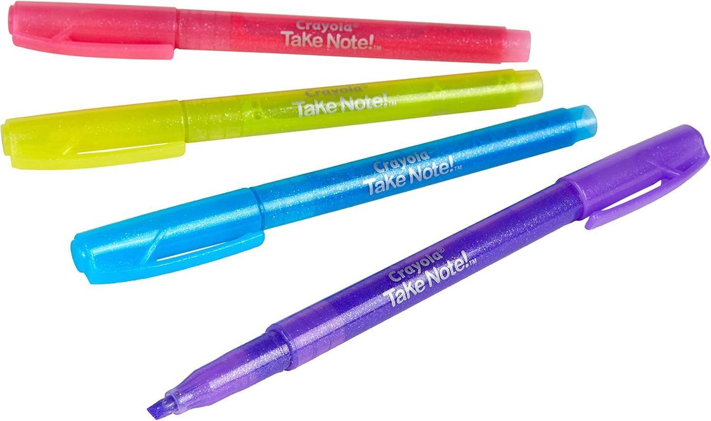 Crayola Take Note Glitter Highlighters, 4 Count - Marah Kids
