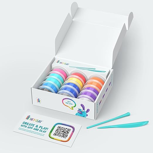 HEY CLAY - Beasts Set - Colourful Modeling Kids - Air Dry Clay Kit 15 cans and Sculpting Tools with Fun Interactive Instructions App, Multicoloured - Marah Kids