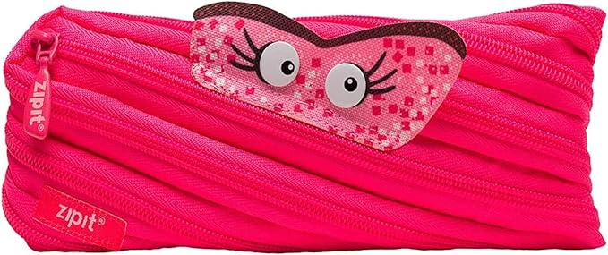 ZIPIT - Talking Monstar Pencil Case for Kids, Cute Pen Pouch Holds Up to 30 Pens, Made of One Long Zipper! (Dazzling Pink) - Marah Kids
