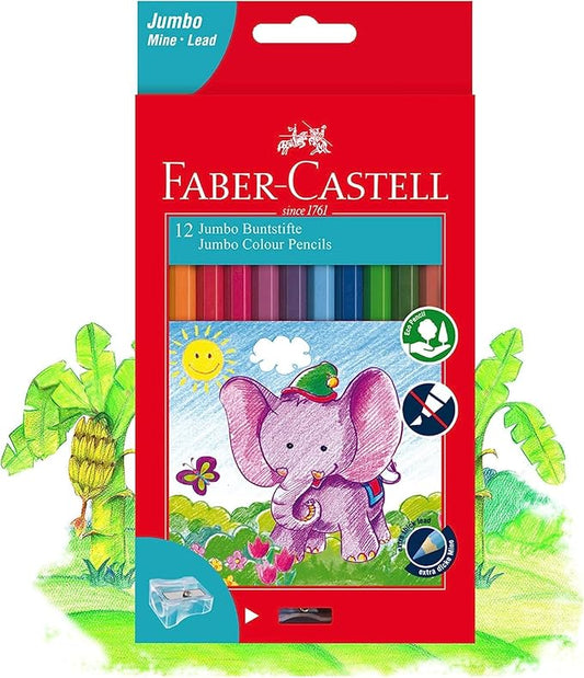 FABER - CASTELL JUMBO COLOUR PENCILS 12 COLOUR - Marah Kids