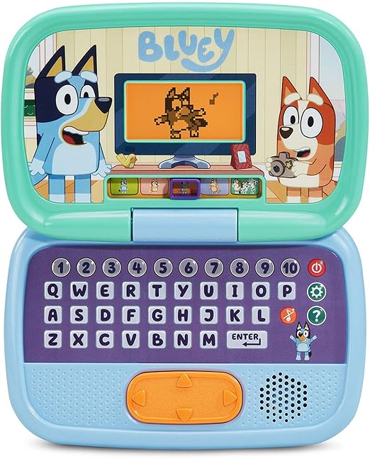 Vtech Bluey Game Time Laptop - 3+ Blue |Explore 10 interactive games with the Bluey Game Time Laptop | Pre - School Content, Official Bluey Character Toy for Kids, Letters, Numbers, Music | Ideal Gift for Children 3+ up Years, - Marah Kids
