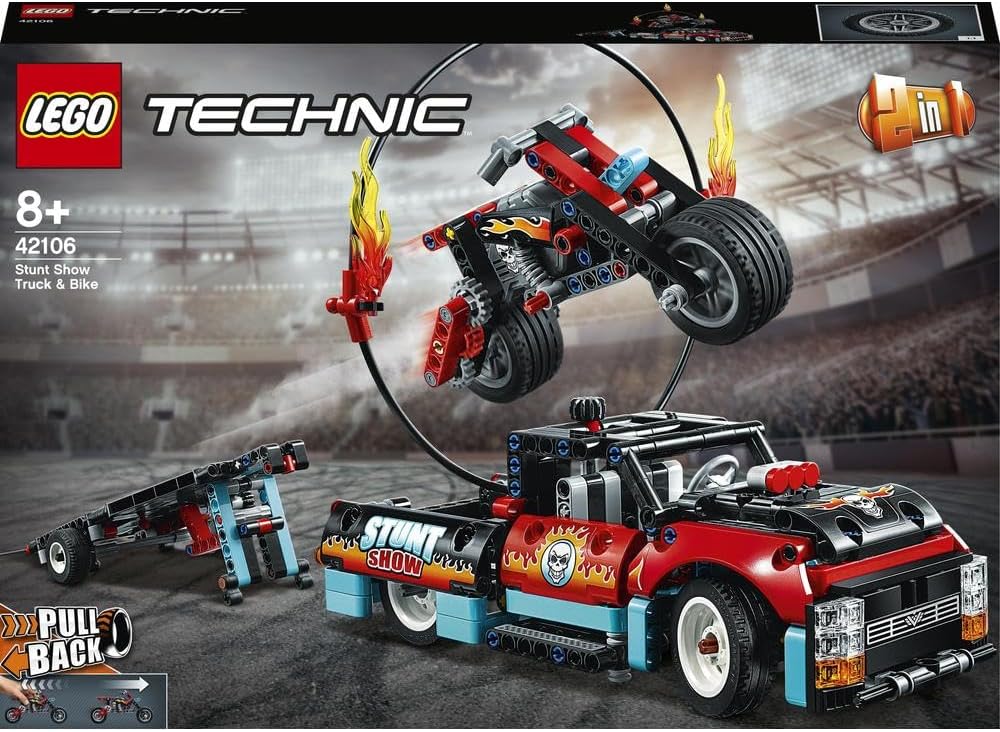 LEGO Technic Stunt Show Truck and Bike 42106 Building Kit (610 Pieces)