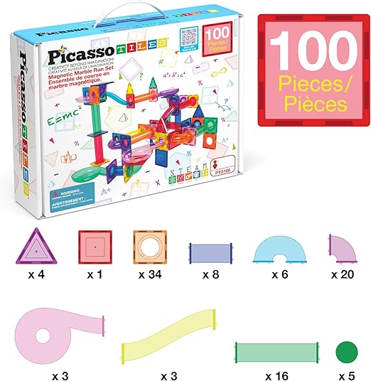 PICASSO MAGNETIC MARBLE RUN 100PCS - Marah Kids