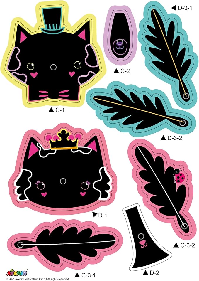 Avenir Scratch Bouquet Kit – Kitty | Themed Fun! Create Personalized Bouquets with Scratch Sheets, Wrapping Paper, and Ribbon | Step - by - Step Instructions for Kids 3+ - Marah Kids
