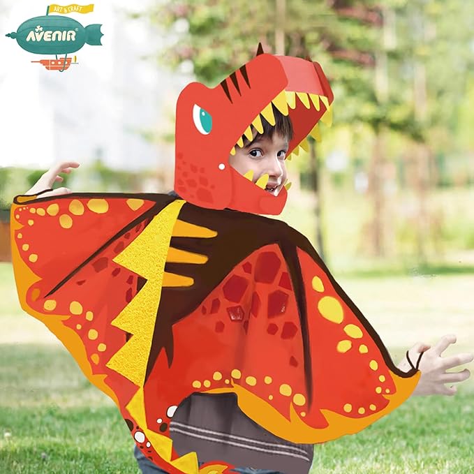 Avenir Unicorn Dress Up Fun Set – Magic Dragon | DIY Costume with Pre - Printed Wings, Markers, Felt, Plastic Needle, & Headband - Spark the Imagination | 3+ Years - Marah Kids