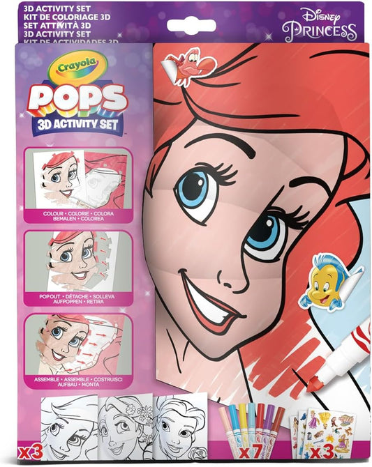 Crayola - POPS 3D Activities Set Colouring and Creating 3D Pictures | Creative Activity and Gift for Children, Theme Disney Princess, | Ideal for gift ages from 6 Years - Marah Kids