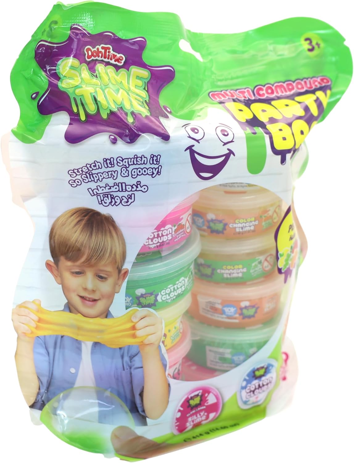 Doh Time Slime Multi Compound Scented Glow In The Dark Slime Party Bag 12 Cans