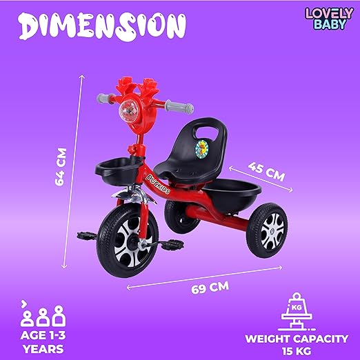 Lovely Baby Duckids Kids Tricycle - Red - Marah Kids
