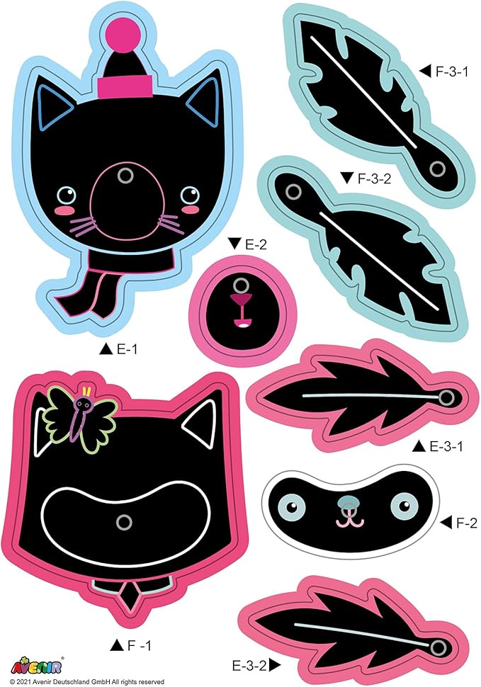 Avenir Scratch Bouquet Kit – Kitty | Themed Fun! Create Personalized Bouquets with Scratch Sheets, Wrapping Paper, and Ribbon | Step - by - Step Instructions for Kids 3+ - Marah Kids