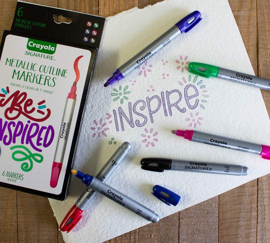 Crayola Signature Metallic Outline Paint Markers, 6 Count - Marah Kids