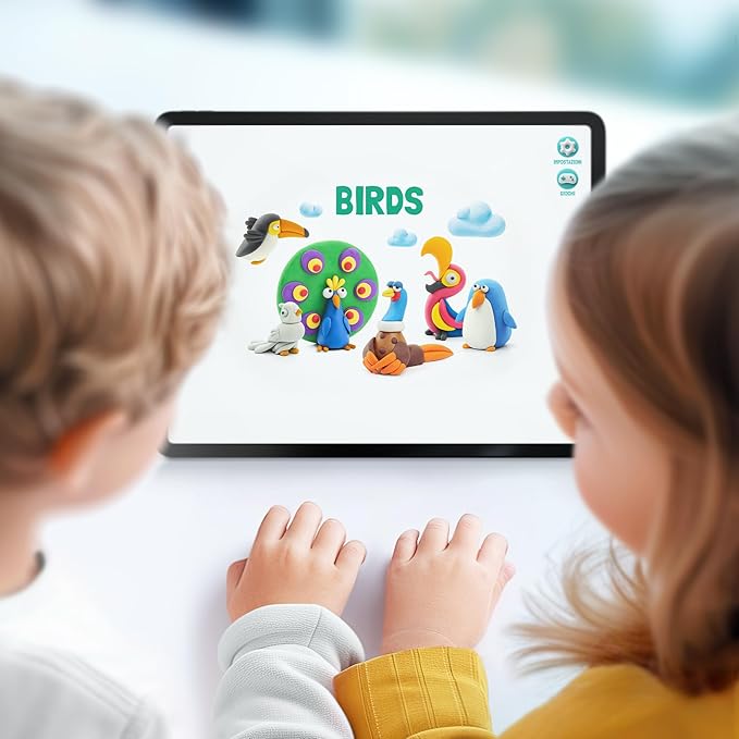 HEY CLAY - Birds Set - Colourful Modeling Kids - Air Dry Clay Kit 15 cans and Sculpting Tools with Fun Interactive Instructions App, Multicoloured - Marah Kids