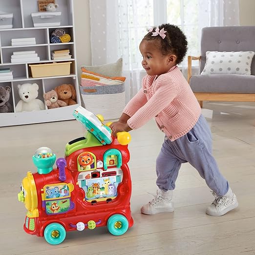 Vtech – 4in1 Alphabet Train | Interactive Ride - On, Walker, Pull Cart, Educational Toy for Toddlers | Includes Blocks, Letters, Numbers & Activity Panel | Ages 1 - 5 - Marah Kids