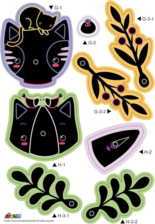 Avenir Scratch Bouquet Kit – Kitty | Themed Fun! Create Personalized Bouquets with Scratch Sheets, Wrapping Paper, and Ribbon | Step - by - Step Instructions for Kids 3+ - Marah Kids