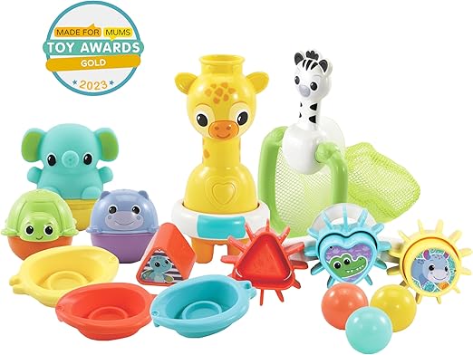 VTech 6 - in - 1 Bath Set, Bathtub Toy with 10+ Accessories Including Stacking & Linking Boats, Shape Sorter, Colourful Balls, Bath Time Gift for Babies & Infants 0, 6, 12 months +, English version - Marah Kids