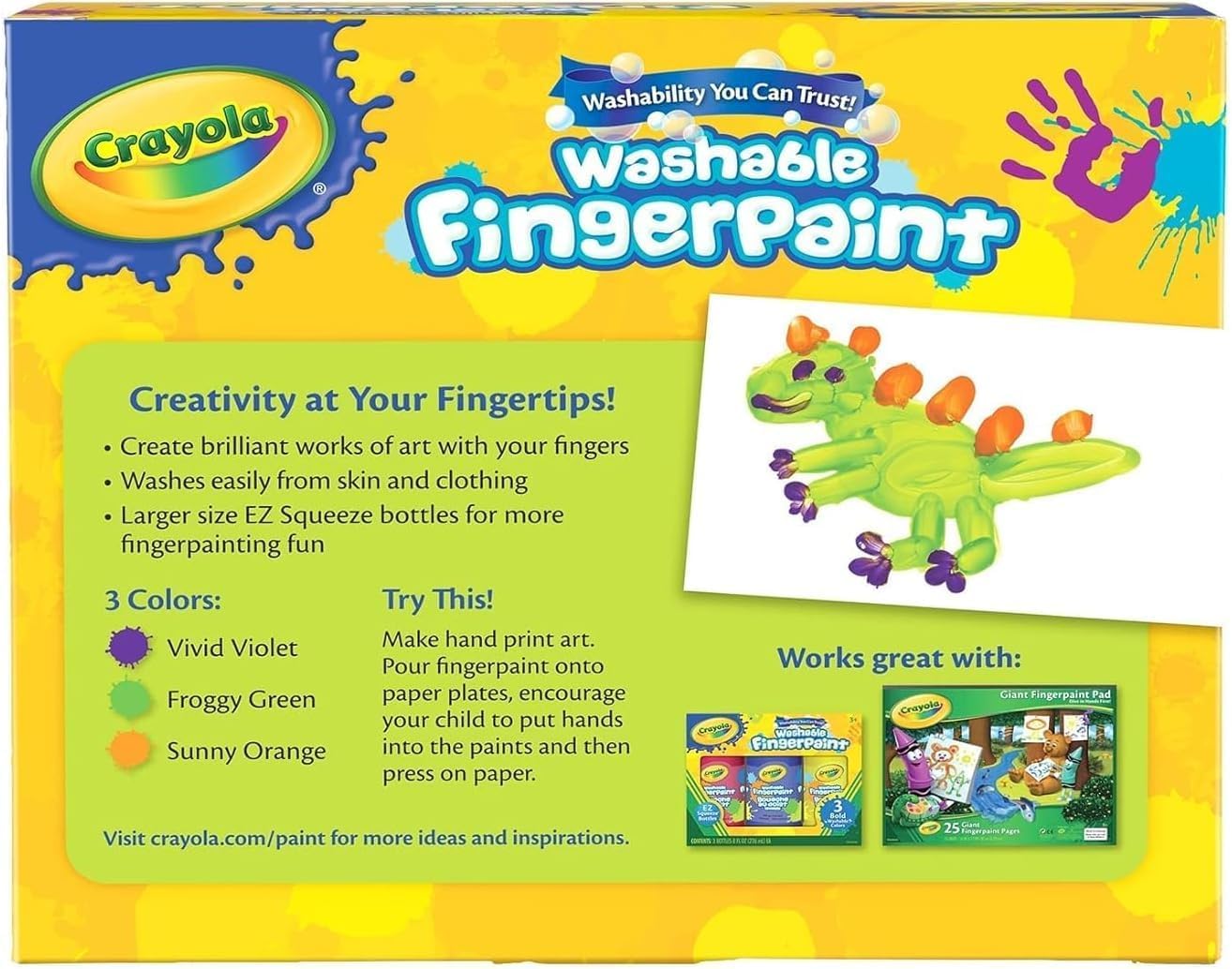 Crayola 3 ct. 8 - oz. Washable Fingerpaint, Bright Colors - Marah Kids