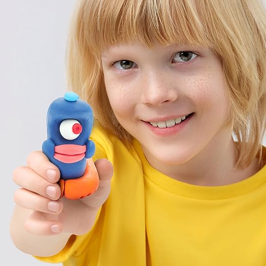 HEY CLAY - DIY Beasts: Yollo, Violet, Fishka Plastic Creative Modelling Air - Dry Clay For Kids 6 Cans - Marah Kids