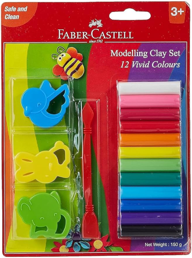 FABER - CASTELL MODELLING CLAY 150GM (12X12.5GM) + ACCESSORIES - Marah Kids