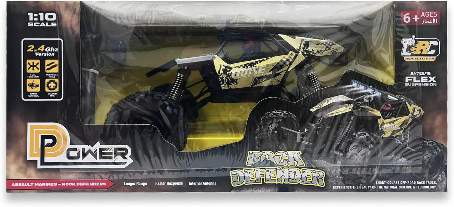 D - Power 1:10 R/C 2.4G Racing Crawler Remote Control Rock Four Wheel Drive Rock Climber High - Speed Monster Racing Car - Gold | 6+up - Marah Kids