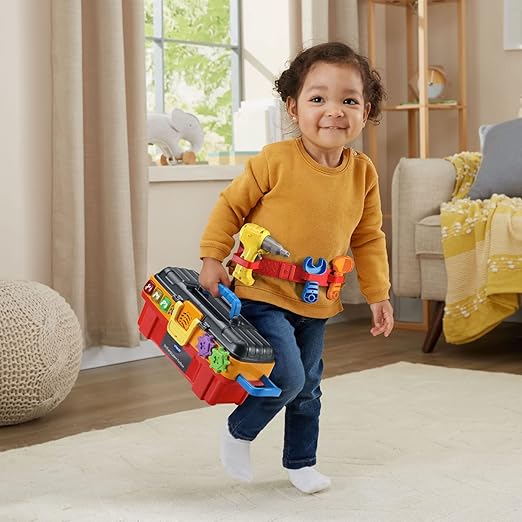 VTech Drill And Learn Toolbox, Toy with Music, Lights, Colours, Baby Interactive, Educational Gift Suitable for 18, 24, 36 months Boys & Girls, English Version - Marah Kids