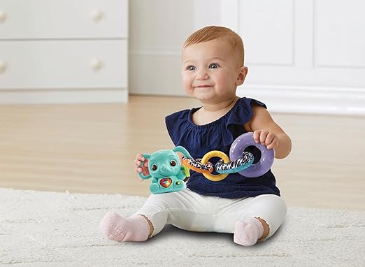 Vtech - Stack, Rattle & Link Elephant | Interactive & Developmental Toy with Sounds and Music | For Boys & Girls, Suitable for Ages 3 Months+ - Marah Kids