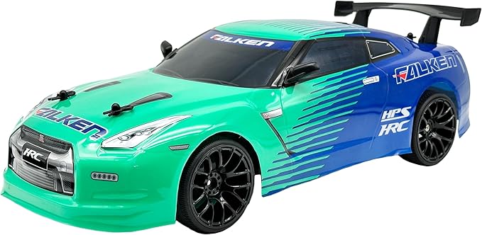 D - power - 1:10 Nissan GT - R Falken RC Car – 2.4GHz Remote Control, 7.4V USB Rechargeable Battery, Realistic Drift Design, for Kids Ages 6+ - Marah Kids