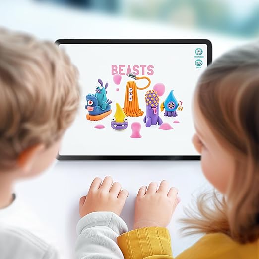 HEY CLAY - DIY Beasts: Yollo, Violet, Fishka Plastic Creative Modelling Air - Dry Clay For Kids 6 Cans - Marah Kids