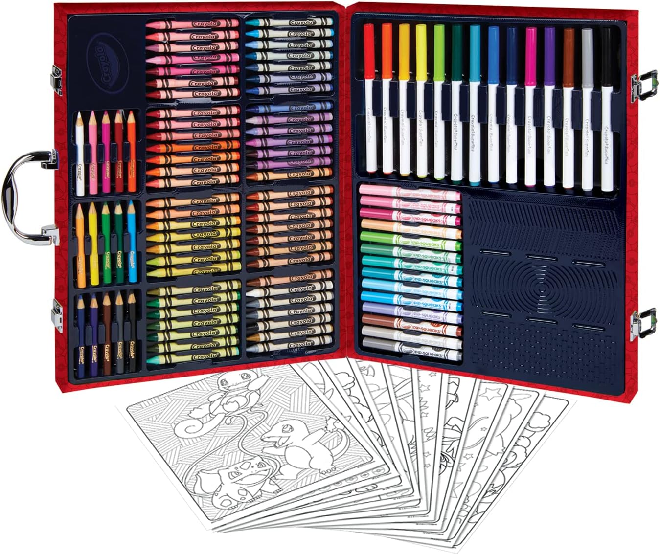 Crayola - Pokemon Creative Art Set Case | 56 Wax Crayons, 15 Mini Pencils, 28 Washable Felt - Tip Pens, and 15 Coloring Pages | Ideal Gift for Kids Ages 5+ - Marah Kids