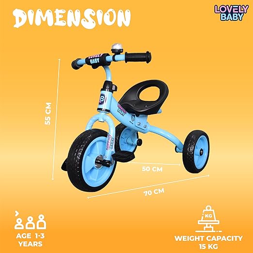 Lovely Baby Kids Tricycle - Blue - Marah Kids