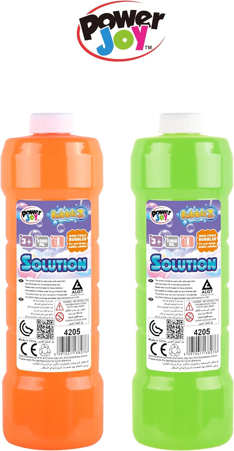 Power Joy Bubble Solution Bottle 1 Litre, Assorted - 1 Piece - Marah Kids