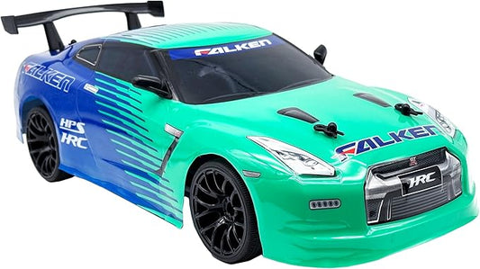 D - power - 1:10 Nissan GT - R Falken RC Car – 2.4GHz Remote Control, 7.4V USB Rechargeable Battery, Realistic Drift Design, for Kids Ages 6+ - Marah Kids