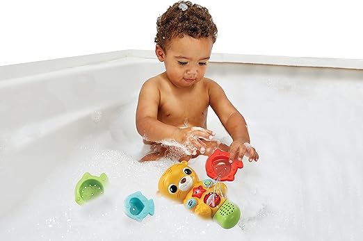 VTech Splashing Fun Otter, Bath Toy for 1 Year Olds + Sensory Bathtub Toy with Lights, Music & 3 Pouring Accessories, Bath Time Gift for Babies & Infants 1, 2, 3 years +, English version - Marah Kids