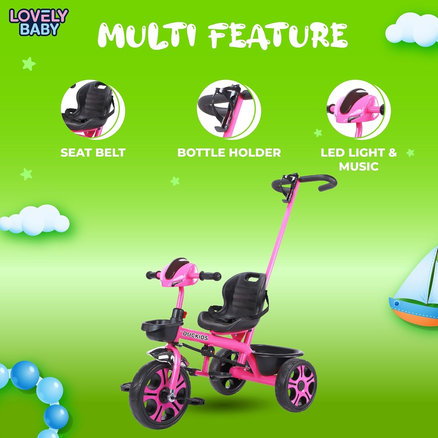Lovely Baby Duckids 3 - Wheel Tricycle - Pink - Marah Kids