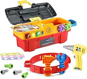 VTech Drill And Learn Toolbox, Toy with Music, Lights, Colours, Baby Interactive, Educational Gift Suitable for 18, 24, 36 months Boys & Girls, English Version - Marah Kids