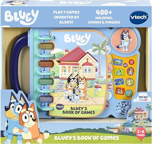 Vtech Bluey’s Book of Games Interactive (Blue) | Educational Activity Toy with 4 Learning Modes, 14 interactive pages | Ideal gift for children aged 3 - 6 years. - Marah Kids