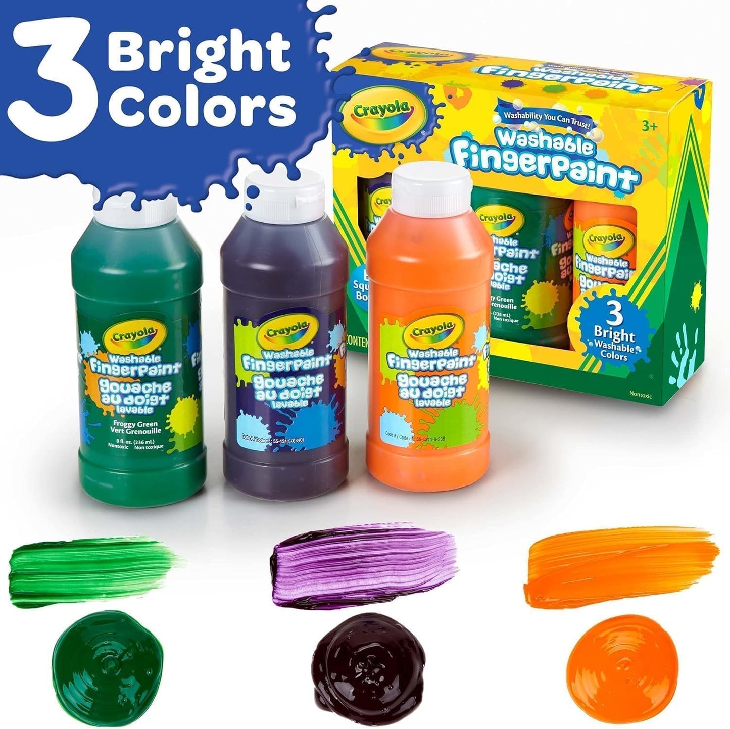 Crayola 3 ct. 8 - oz. Washable Fingerpaint, Bright Colors - Marah Kids
