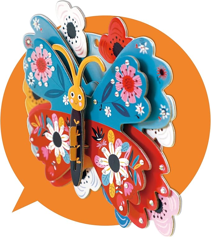Avenir 3D Decoration - Butterfly Kit | Turn Your Wall into a Zoo! Create 3D Decorations with Pre - Cut Cardboard Puzzle Pieces | Thoughtful and Creative Gift Option for Kids 3+ - Marah Kids