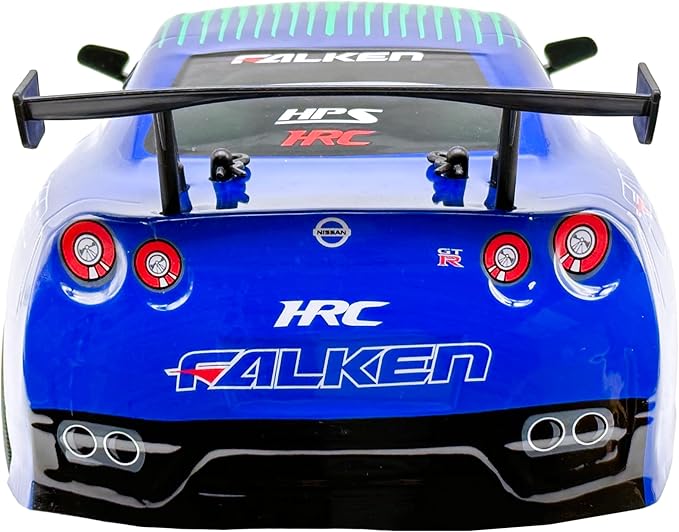 D - power - 1:10 Nissan GT - R Falken RC Car – 2.4GHz Remote Control, 7.4V USB Rechargeable Battery, Realistic Drift Design, for Kids Ages 6+ - Marah Kids